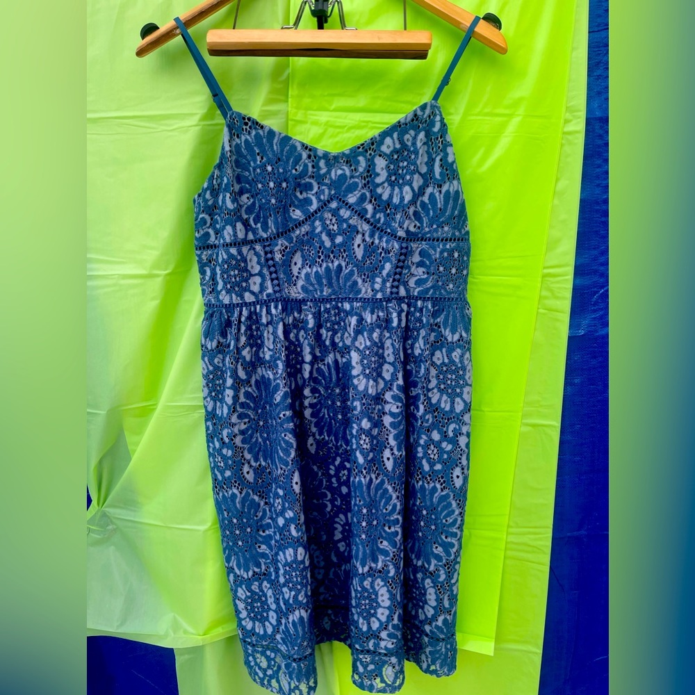 Loft Ann Taylor laced blue dress SIZE 2 PETITE NWT